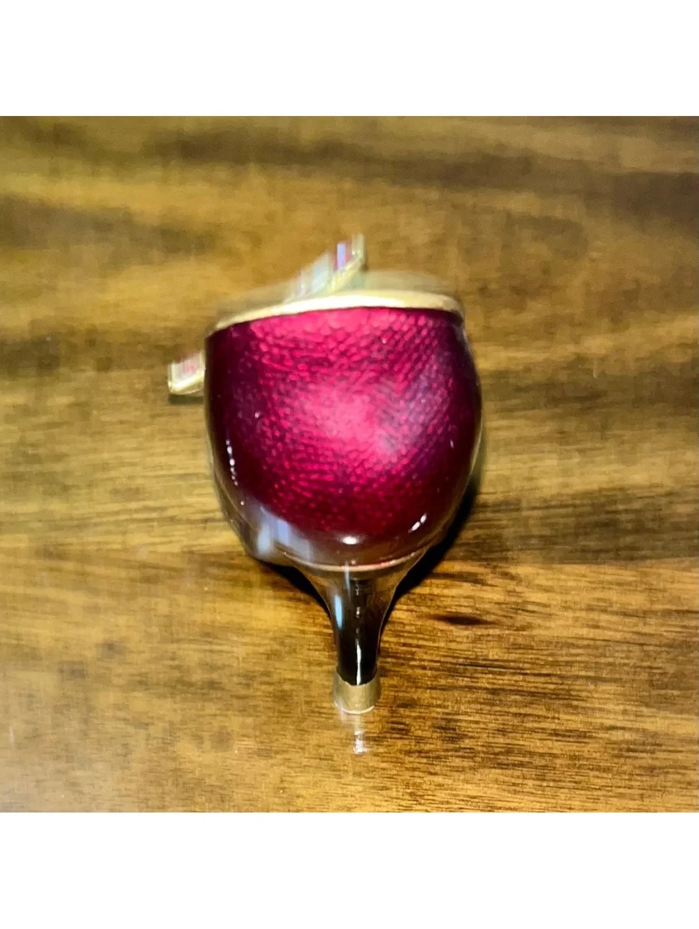 Vintage Jere Burgundy Enamel High Heel Shoe Ring Holder Butterfly